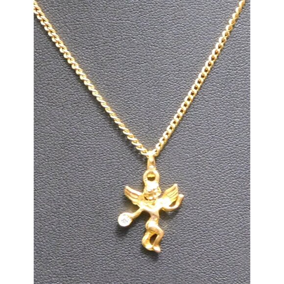 April Cherub Birth Stone Gold Tone Pendant Necklace - Picture 2 of 4